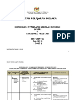 Jabatan Pelajaran Melaka: Kurikulum Standard Sekolah Rendah (KSSR) & Standard Prestasi Matematik Tahun 2 (2012)