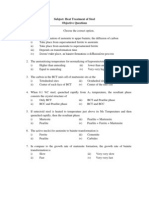 Subject: Heat Treatment of Steel Objective Questions