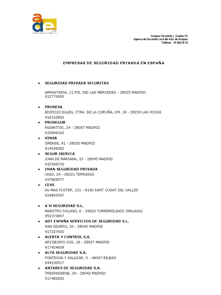 Listado de Empresas de Seguridad en España | PDF