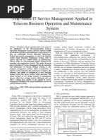 ITIL-based IT Service Management Applied in Telecom Business Operation and Maintenance System