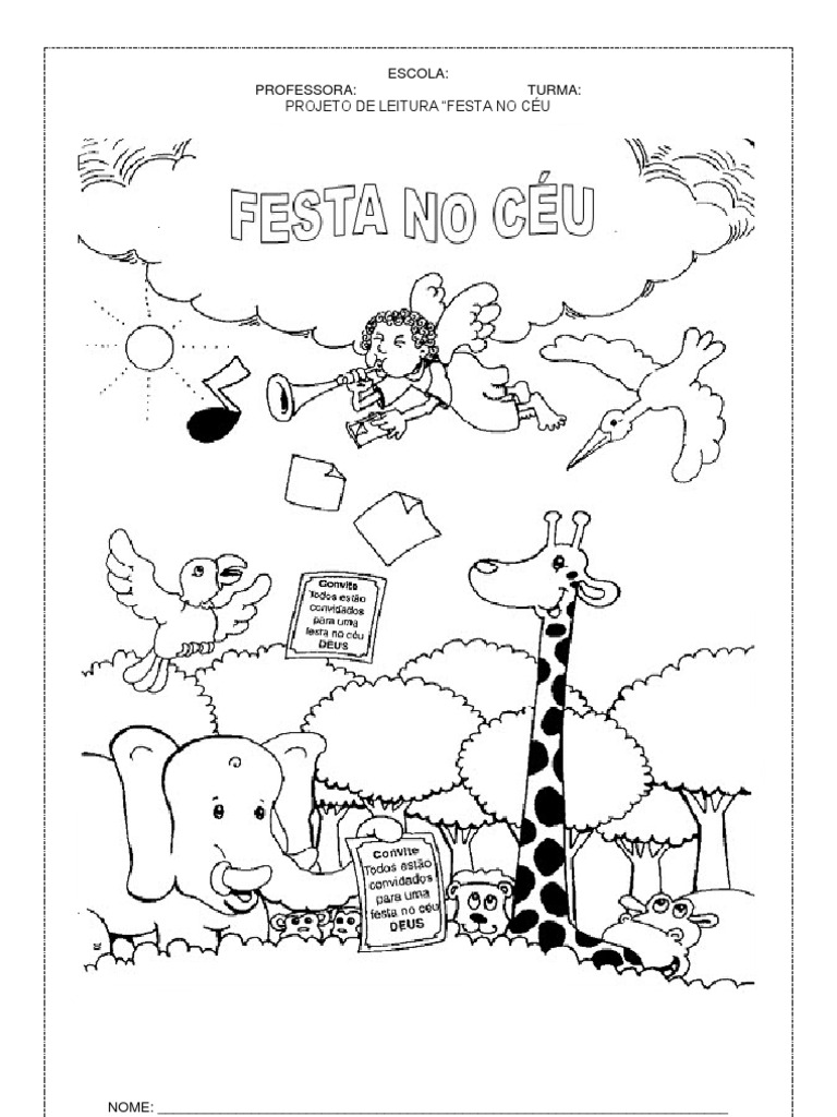 Atividades da lenda Festa no Céu | Céu | Alfabetização
