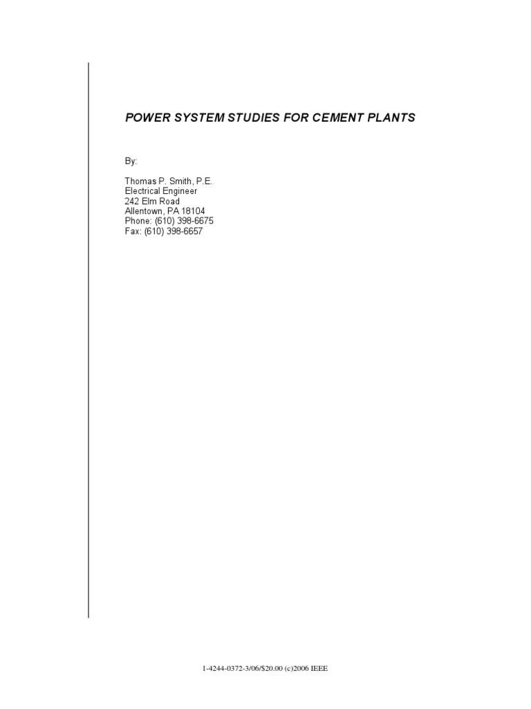 Power System Studies of Cement Plant | PDF | Electrical Impedance ...