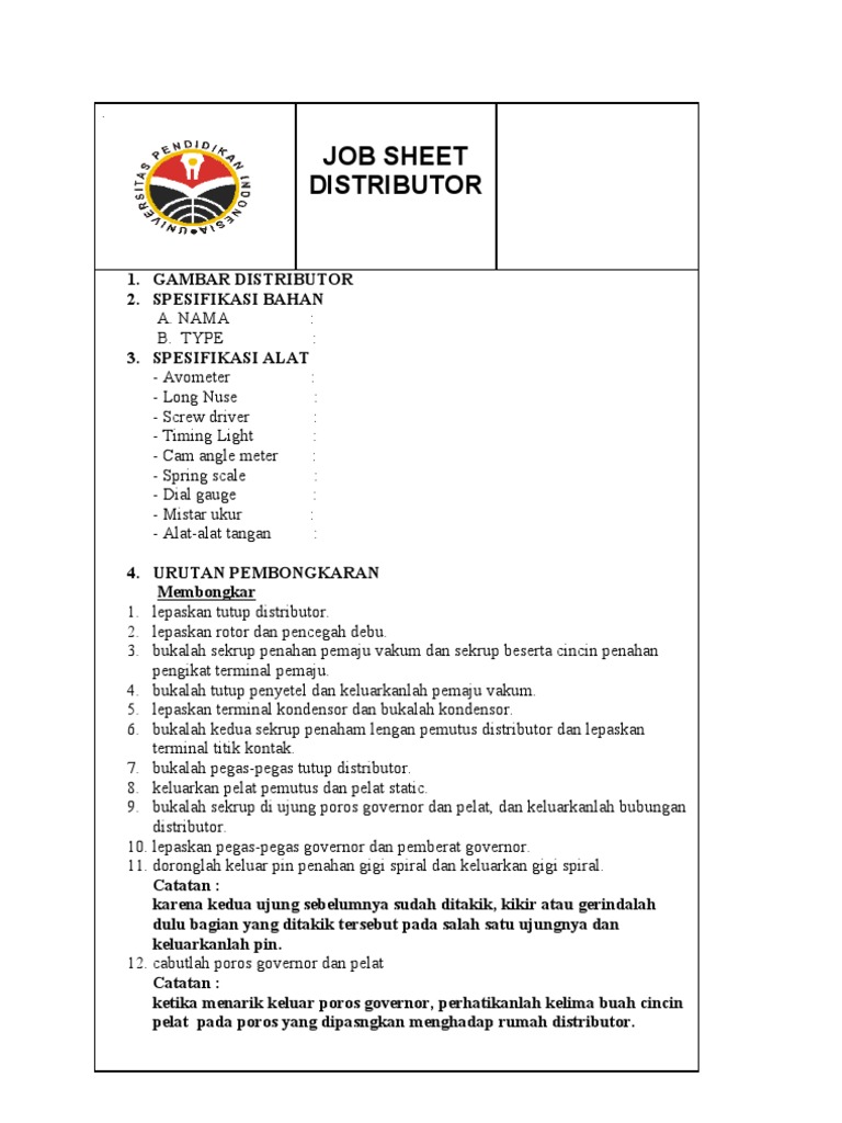 Job Sheet | PDF