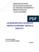 Lucrare Metodico-Stiintifica de Acordare A Gradului Didactic I