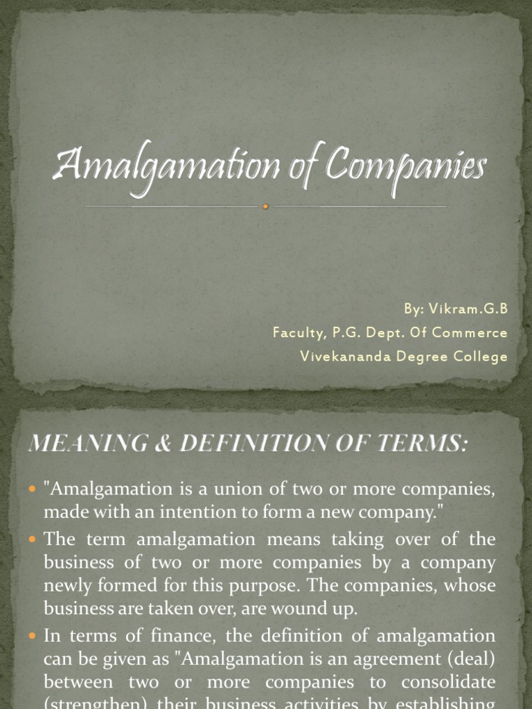 Amalgamation of Companies PDF Consolidation (Business) Equity