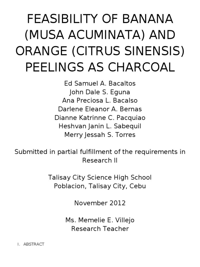 Feasibility Of Banana Peel As Charcoal Briquettes Banana Poster