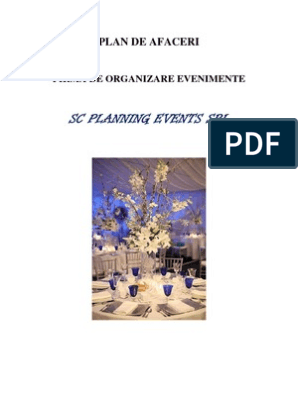 Plan de Afaceri Firma Organizare Evenimente. | PDF
