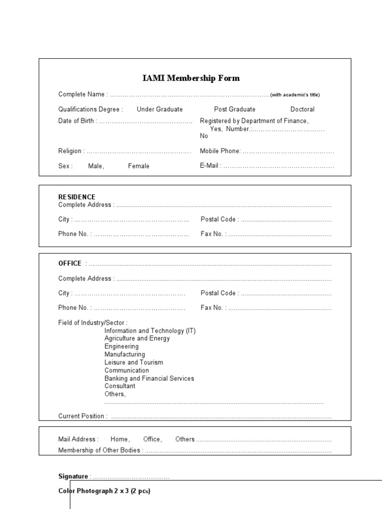 IAMI Membership Application Form | PDF