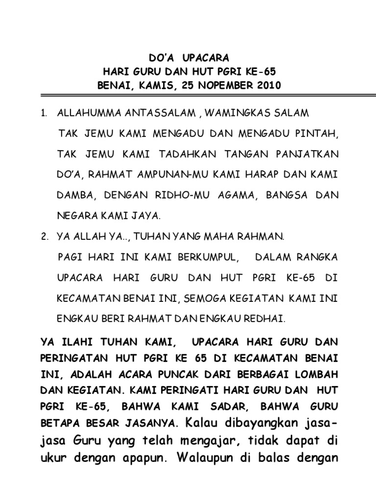 Susunan Upacara Hari Guru Nasional 2017 Seputaran Guru