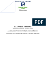 Raspored Nastave: Akademski Studij Ekonomije I Menadžmenta