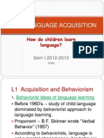 Language Acquisition For Psycholinguistics