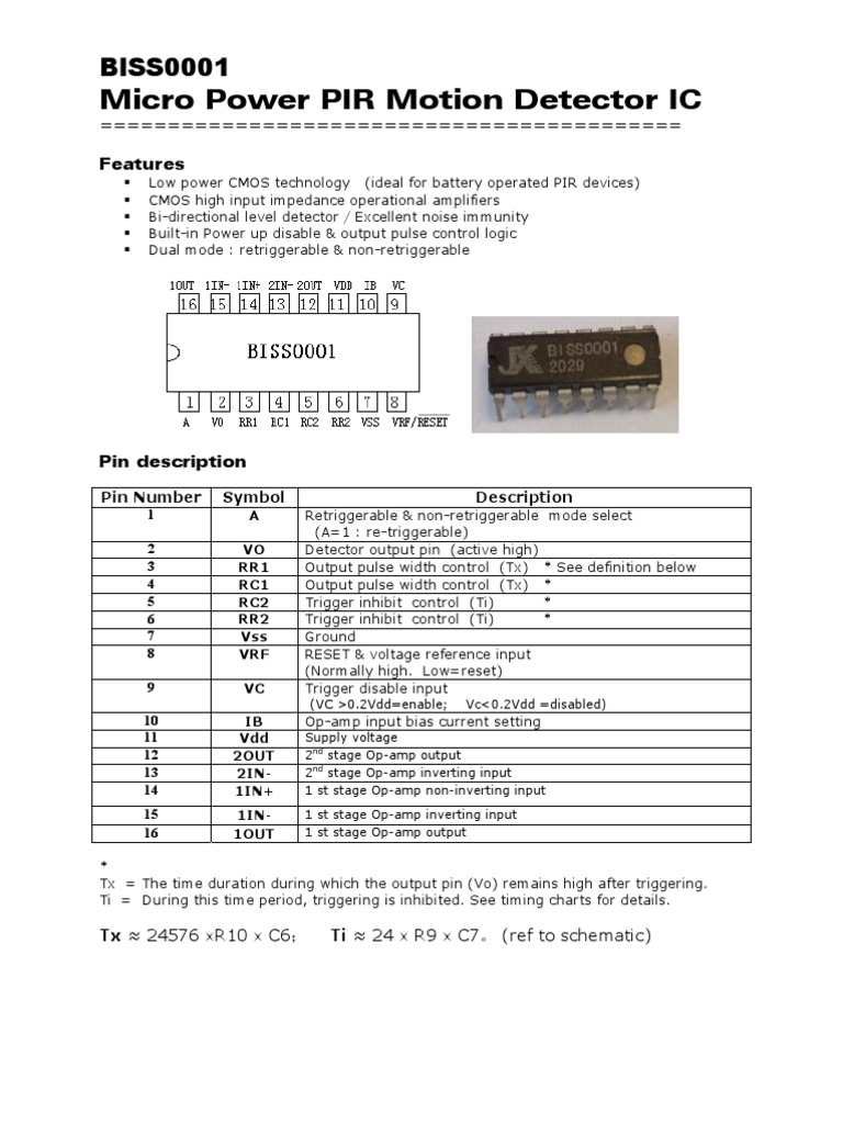 BISS0001 PIR Motion Detector IC Guide | PDF | Technology & Engineering