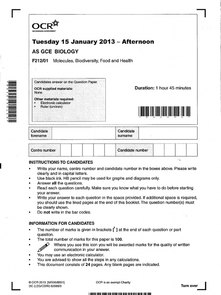 OCR F214 Jan 2013 Paper | PDF