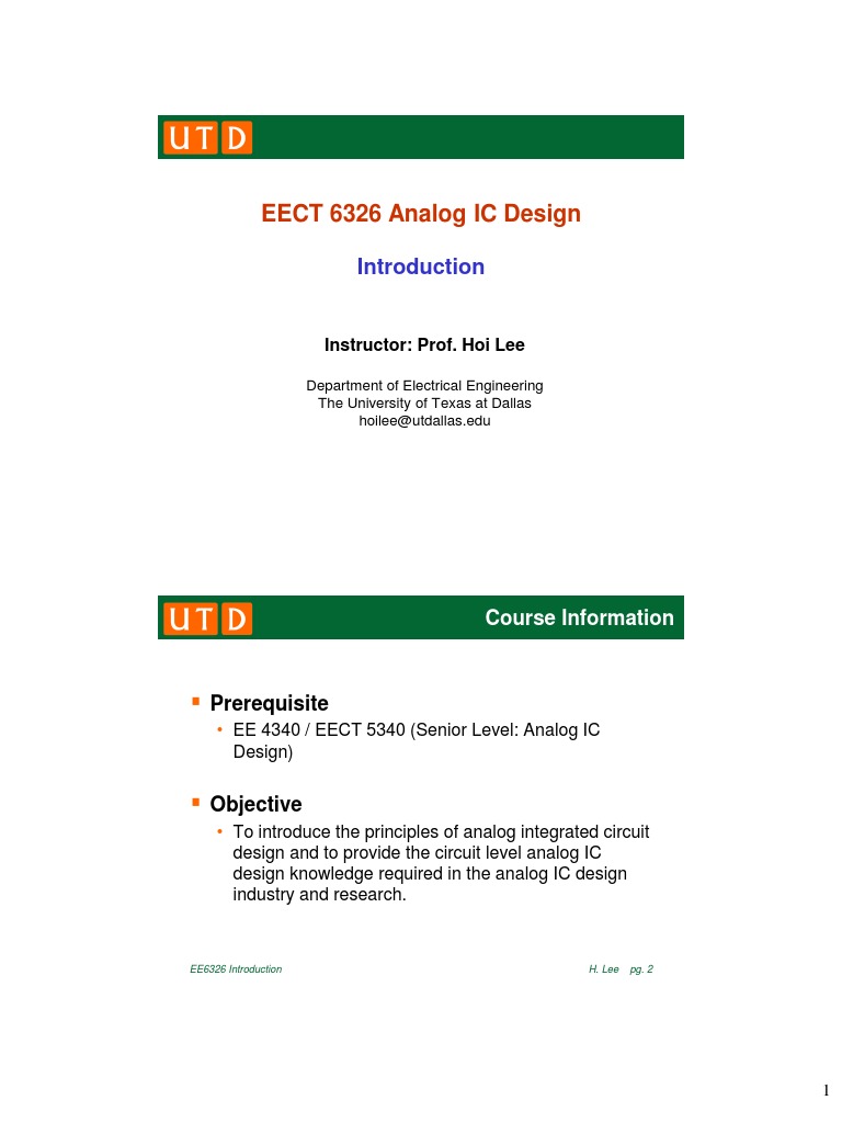 Introduction To Analog Integrated Circuits Design PDF Amplifier