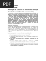Prescrição de Exercício no treinamento de força