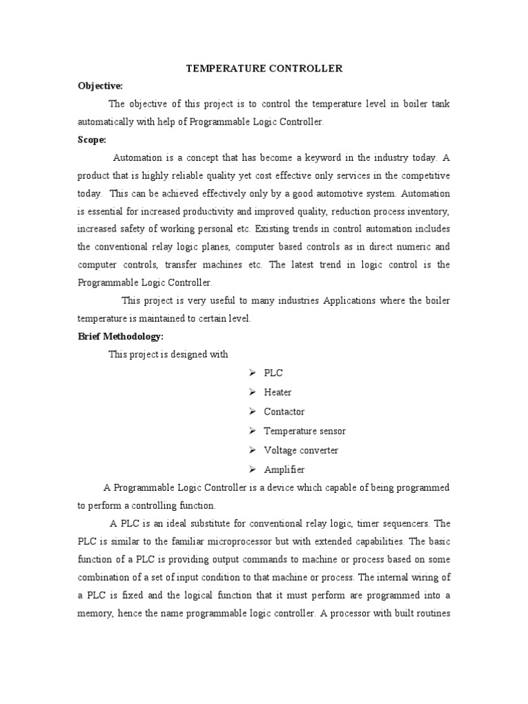 PLC Based Temperature Controller | PDF | Technology & Engineering