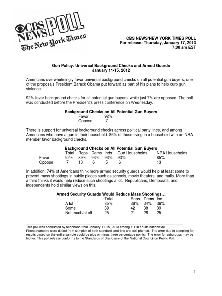 CBS News/New York Times Poll PDF Opinion Poll Background Check