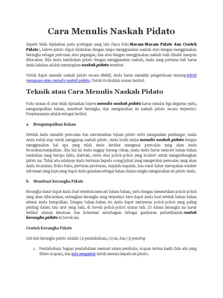 Cara Menulis Naskah Pidato