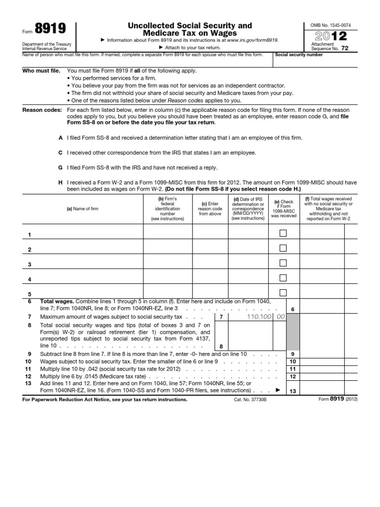 irs-publication-form-8919-irs-tax-forms-social-security-united-states