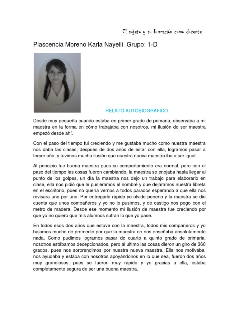 Relato autobiográfico Ocio