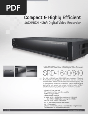 Samsung SRD-1640/840 DVR Overview | PDF | Digital Video Recorder