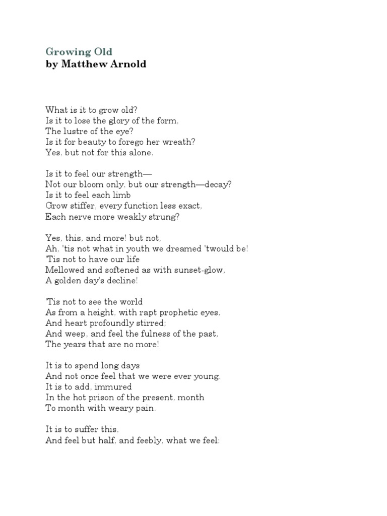 Growing Old by Matthew Arnold