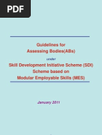 Guidelines For Assessing Bodies (ABs) Under Skill Development Initiative Scheme (SDI) Scheme Based On Modular Employable Skills (MES)
