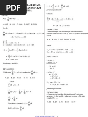 Soal Soal Notasi Sigma Barisan Deret Dan Induksi Matematika