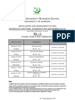 Karachi University Business School Exam Schedule