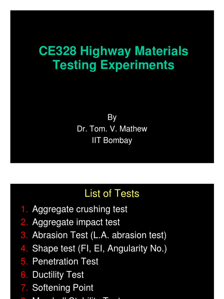 Highway Materials Testing Methods | PDF | Road Surface | Building ...