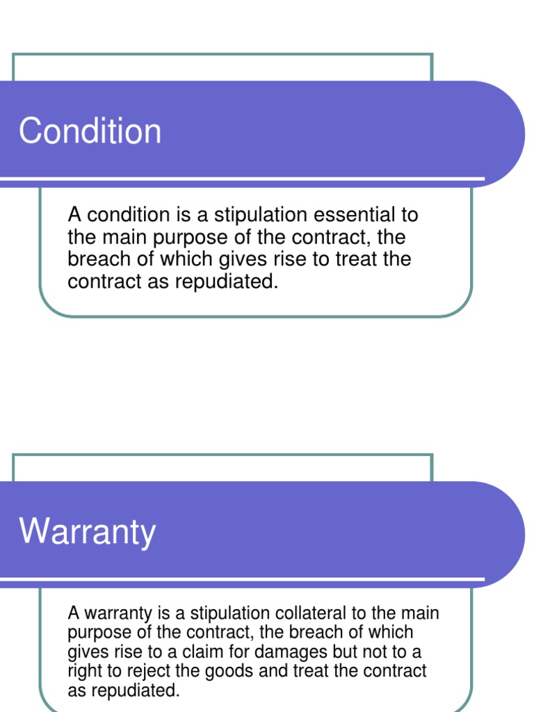 condition & warranties Breach Of Contract Implied Warranty