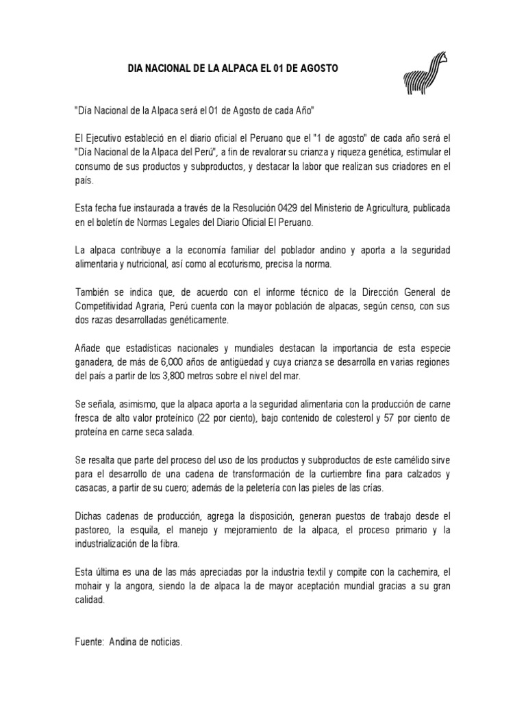 Dia Internacional de La Alpaca | PDF