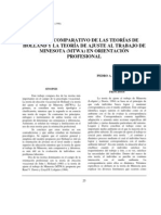 Análisis Comparativo de Las Teorías de Holland y La Teoría de Ajuste Al Trabajo de Minesota (Mtwa) en Orientación Profesional