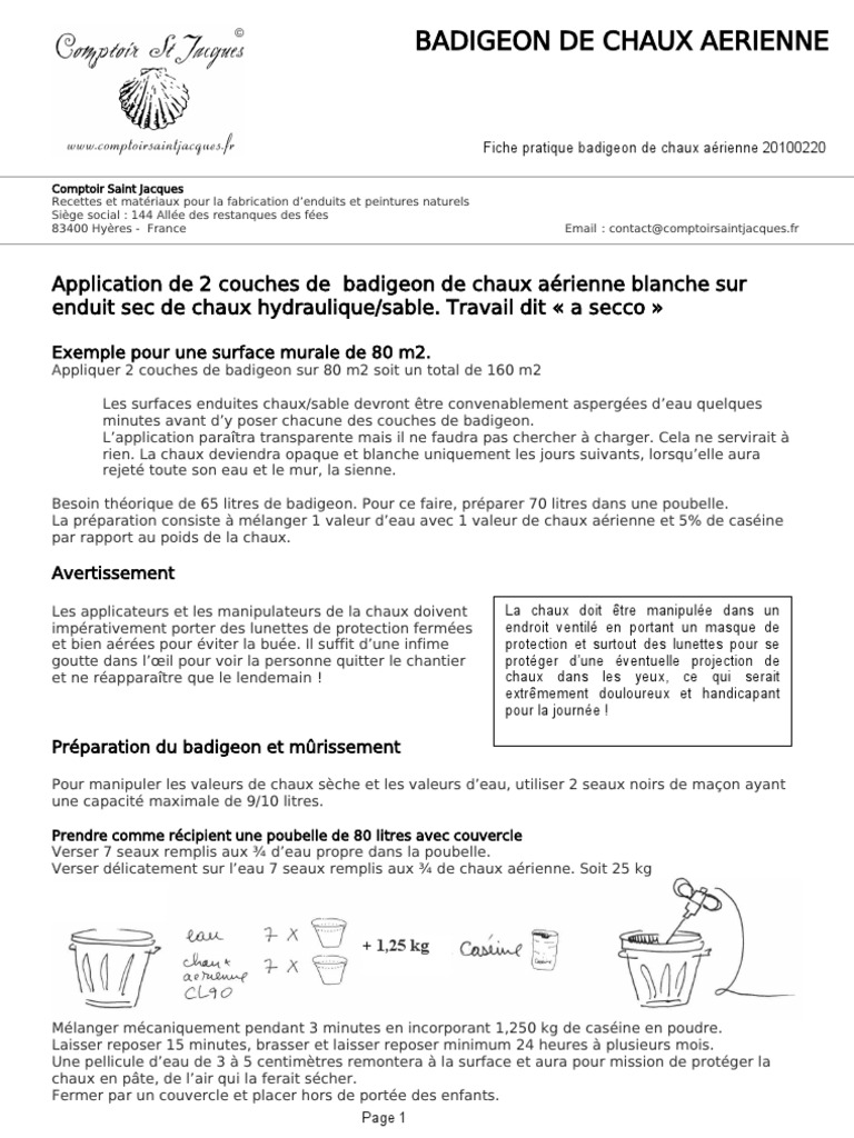 Recette Badigeon de Chaux Aérienne PDF Chaux Matériaux de — free download