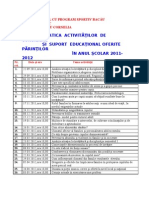 Tematica Activitatilor de Consiliere Si Suport Educational Oferite Parintilor Anul Scolar 20112012