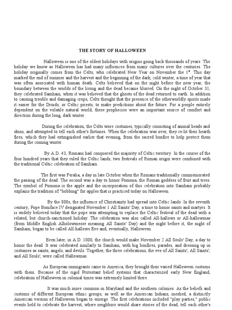 The Story of Halloween PDF Halloween Trick Or Treating