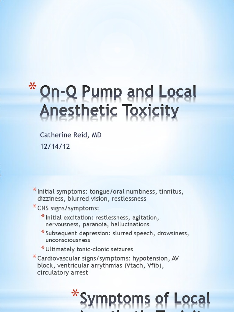 OnQ Pump and Local Anesthetic Toxicity PDF Drugs Medical Specialties