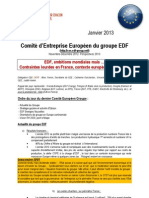 Comité D'entreprise Européen Du Groupe EDF: Janvier 2013