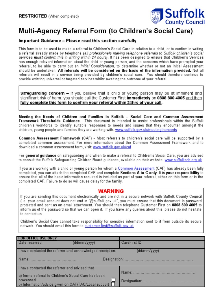 Multi Agency Refferal Form | PDF | Race And Ethnicity In The United ...