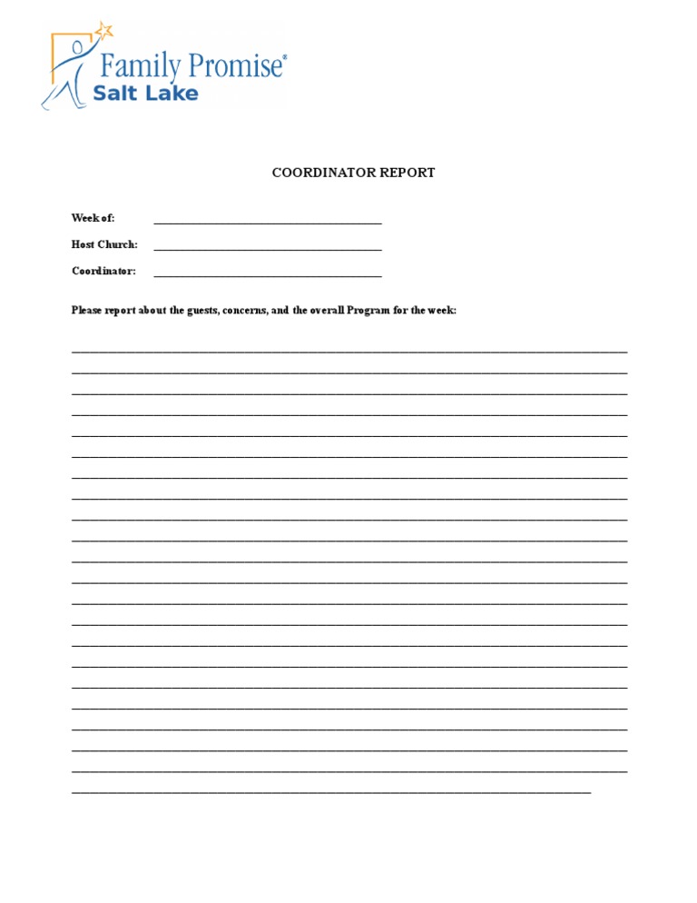 Weekly Coordinator Report Template | PDF | Finance & Money Management