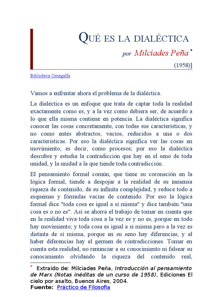 Qué Es La Dialectica Pdf Dialéctico Marxismo