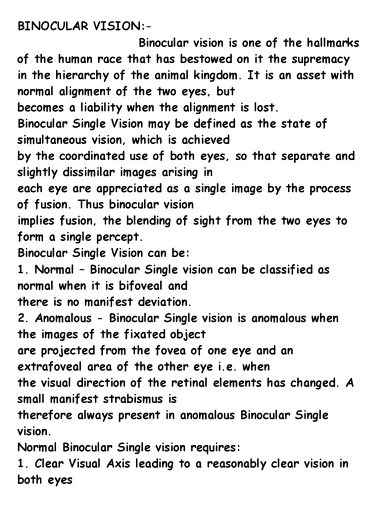 Binocular Vision PDF Visual Perception Stereoscopy