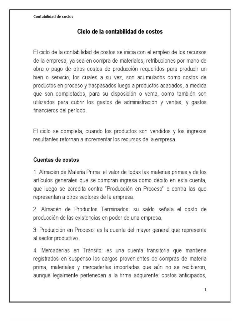 Ciclo de Contabilidad de Costos | PDF | Costo | Contabilidad