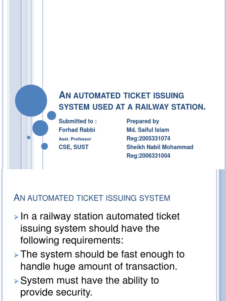 Automated Ticket Issuing System Design | PDF | Object (Computer Science ...