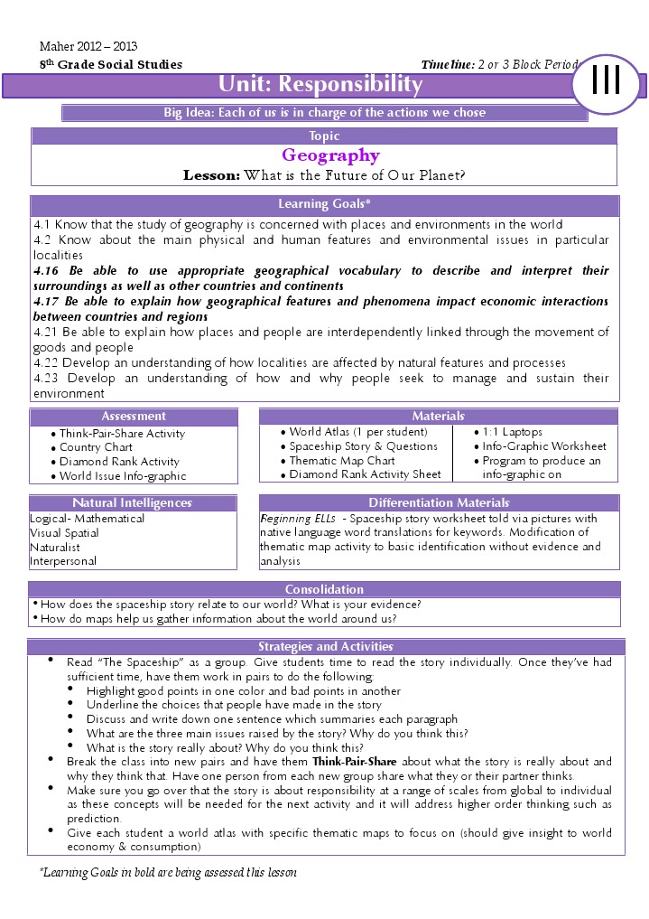 8th Grade Geography: Planet Future Lesson | PDF | Infographics | Geography