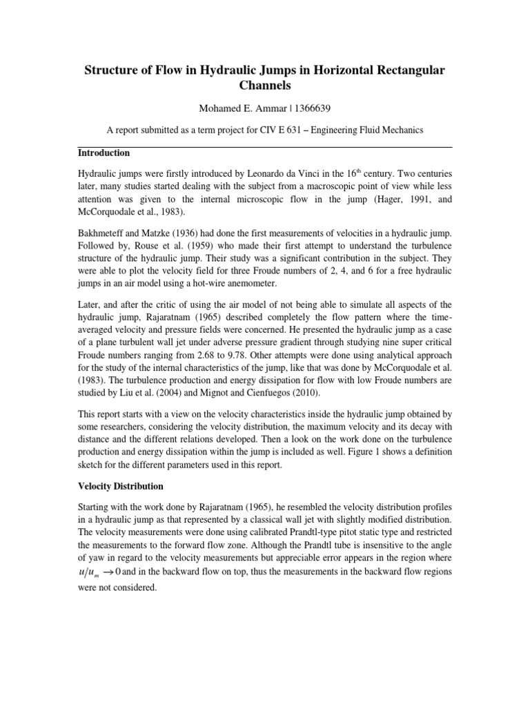 Hydraulic Jumps in Rectangular Channels | PDF | Turbulence | Fluid ...