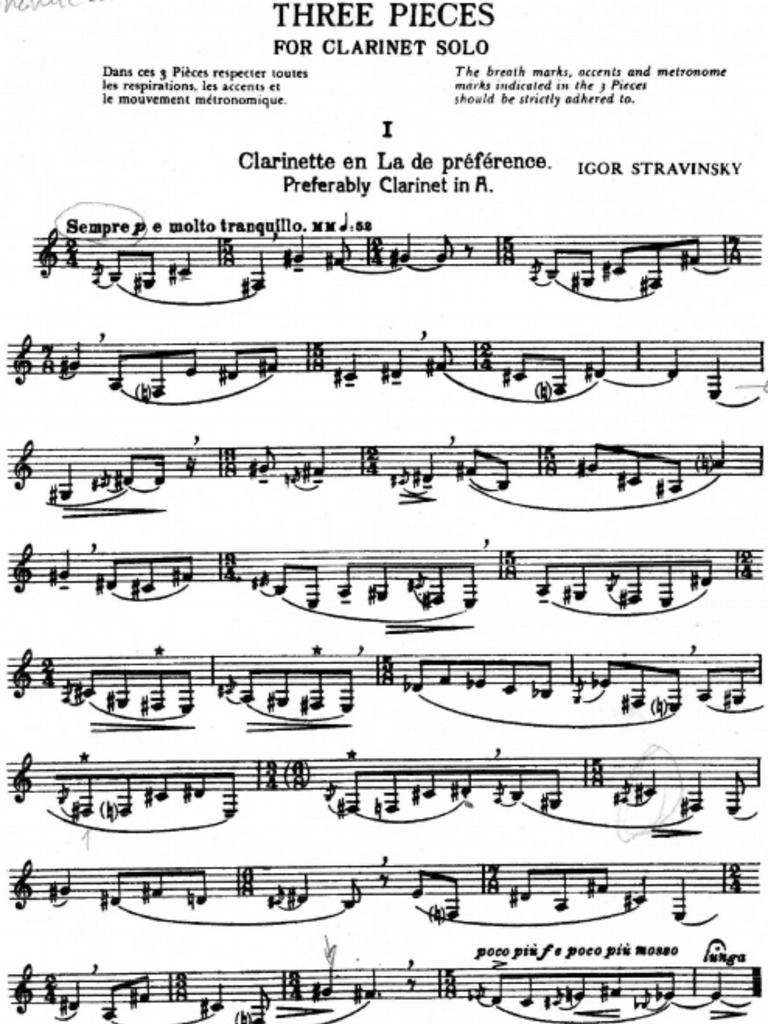 Three Pieces For Solo I. Stravinsky PDF