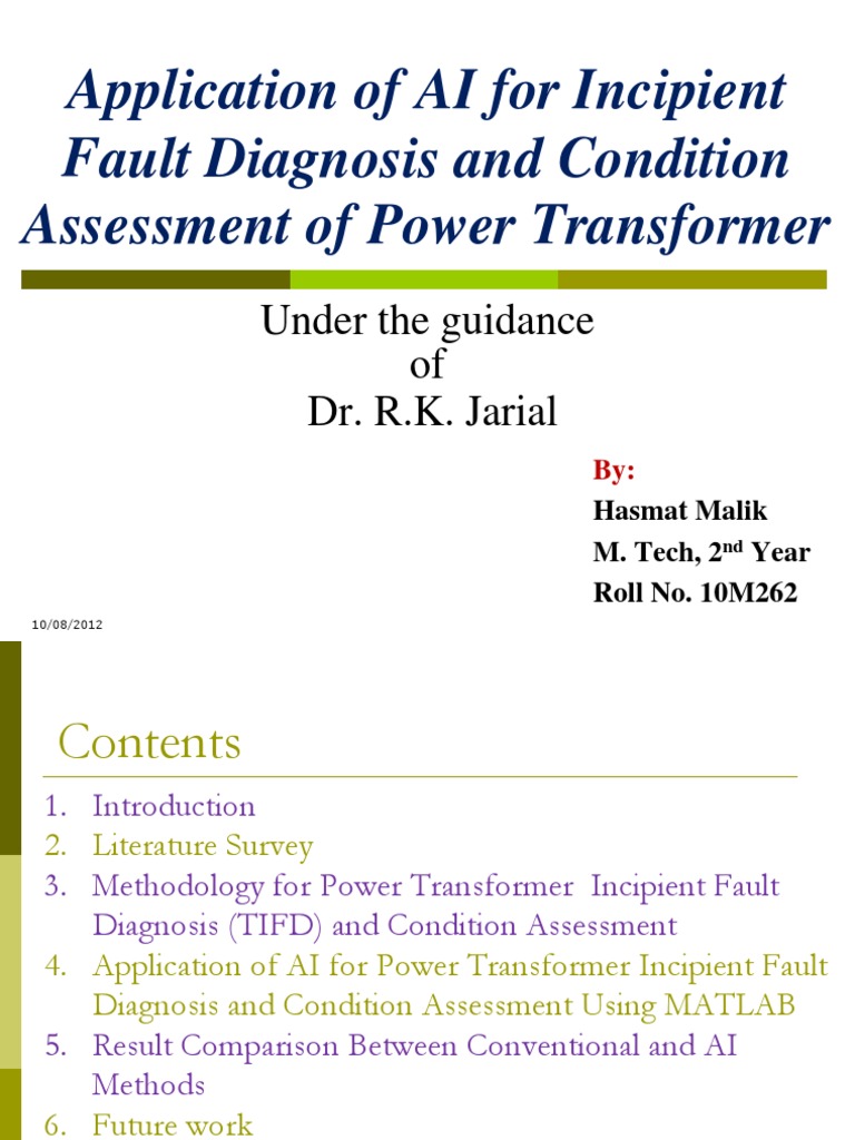 Application of AI For Incipient Fault Diagnosis and Condition ...