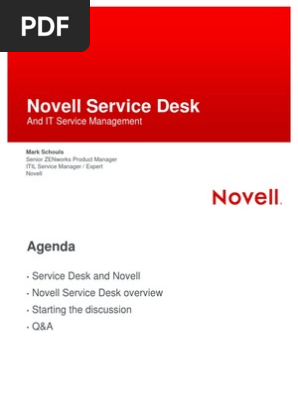 Novell Service Desk It Service Management Itil