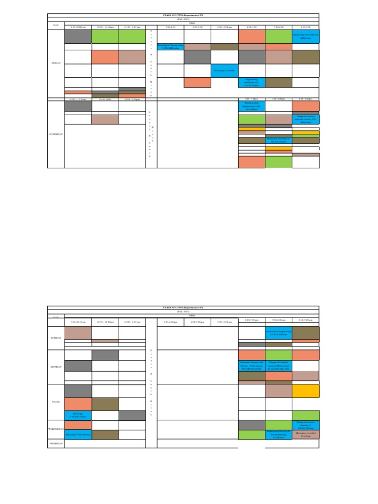 CLASS ROUTINE-Department of CE: 6.00 - 7.00pm 7.00 - 8.00pm 8.00 - 9 ...